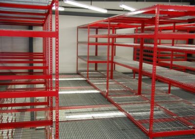 red shelving