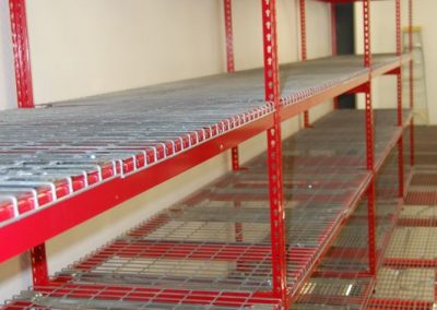 red shelving