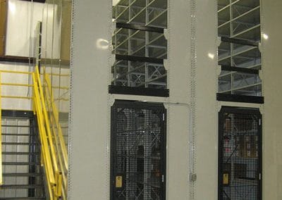 gated shelving two floors