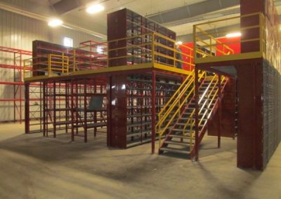 red shelving