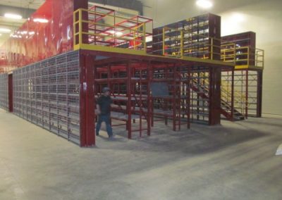 red shelving